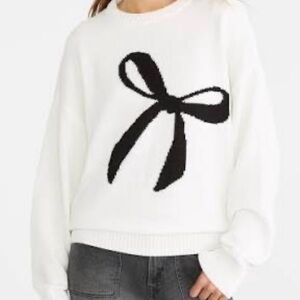 Aeropostale White Sweater with Black Bow
